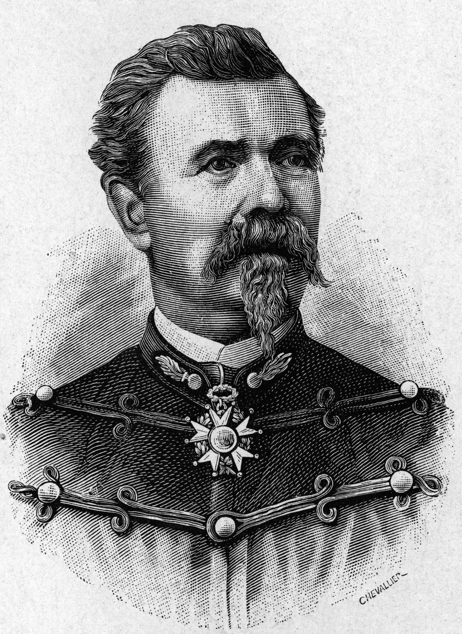 De Reffye tábornok portréja - a Tudományos albumban; jeles tudósok; Nagy felfedezések””” 1896. alkotó: French School