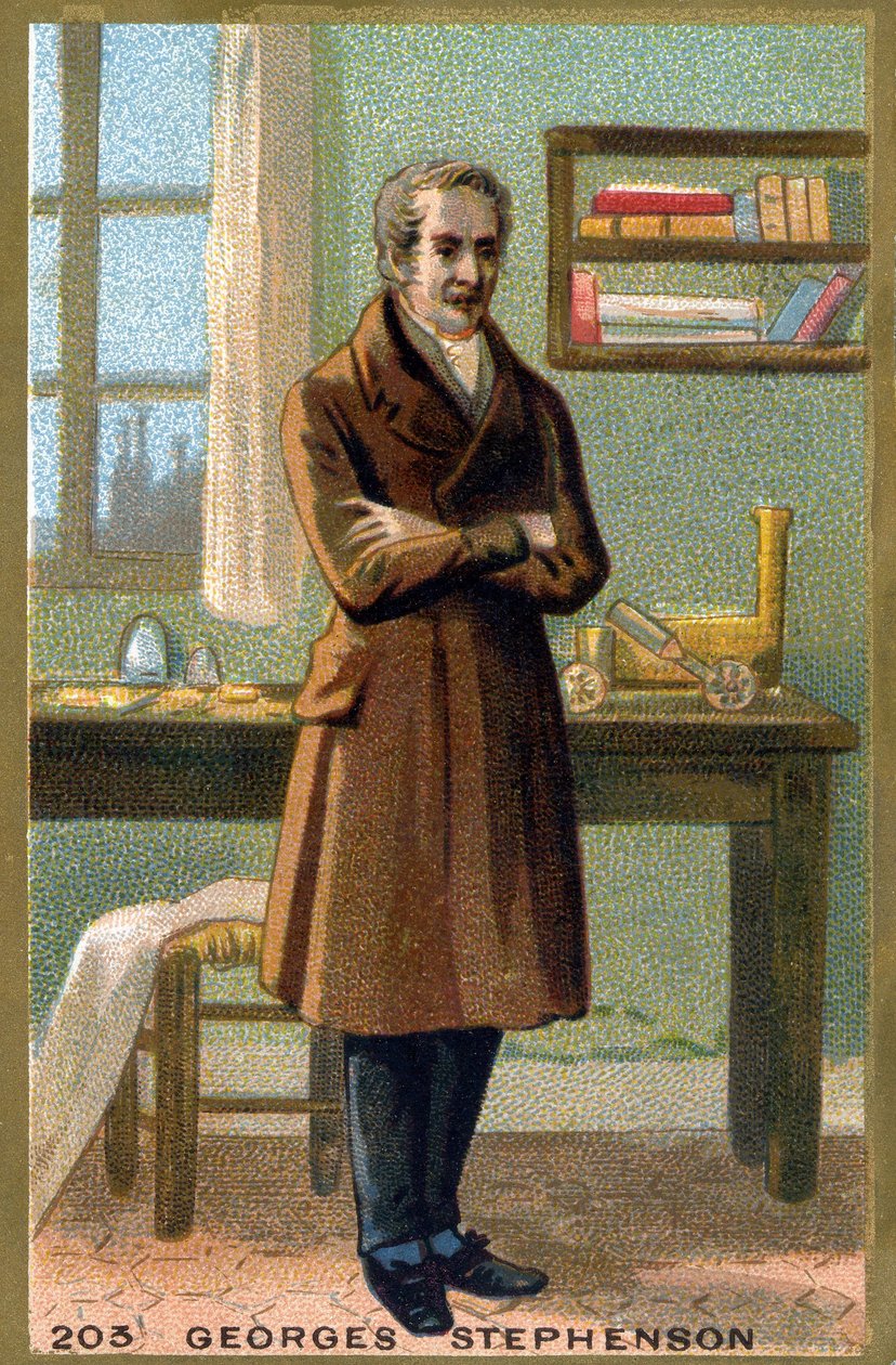 George Stephenson (1781-1848) portréja. A 19. század végének kromolitográfiája. alkotó: French School