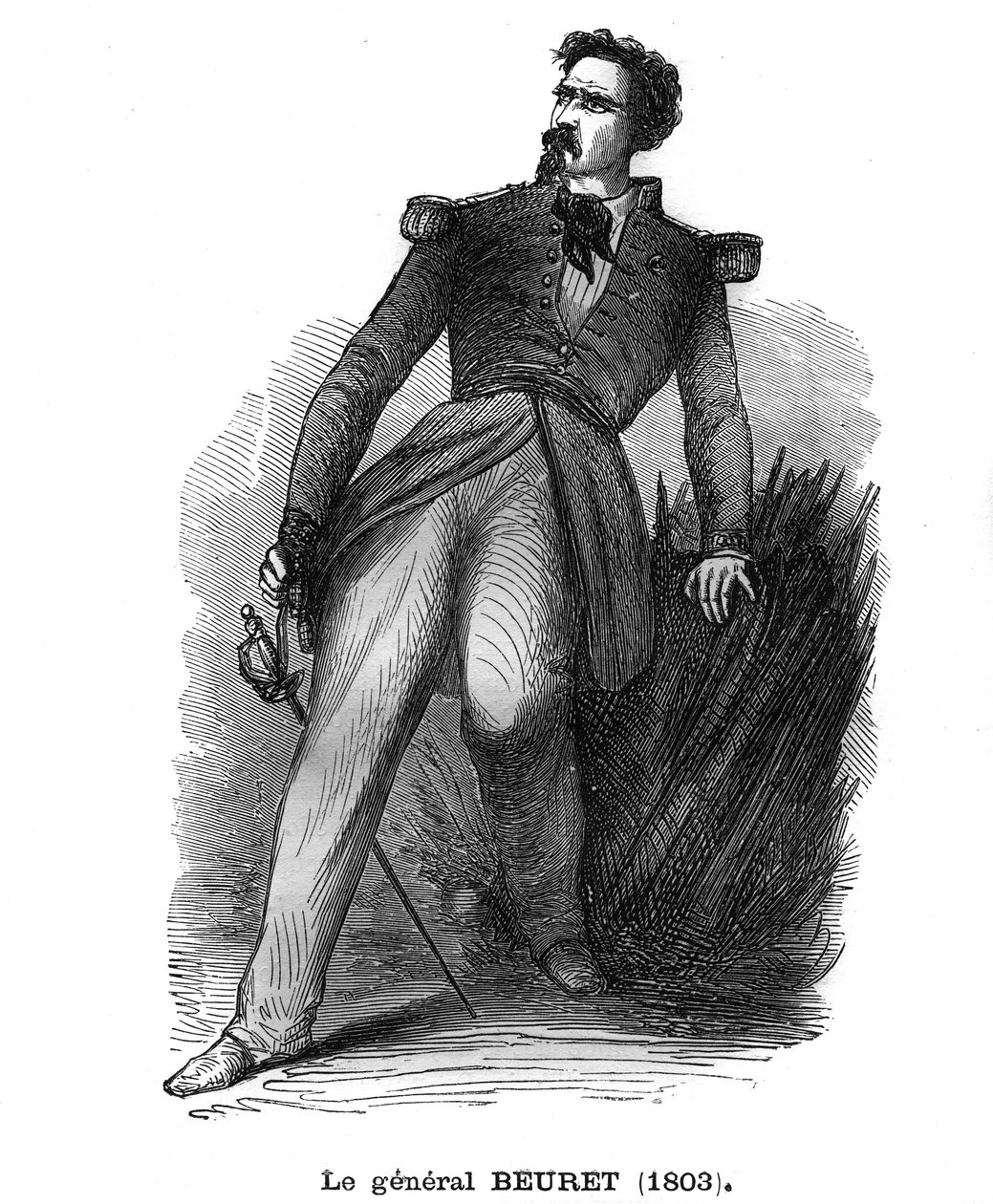 Georges Beuret francia dandártábornok (1803-1859), a Becsületrend tisztjének portréja. Metszet a „Les Illustrations De L
