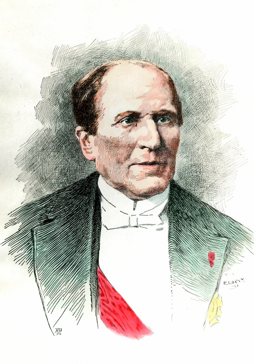 Georges Eugene Haussmann portréja, akit Haussmann bárónak (1809 - 1891) neveztek a Szajna prefektjének a második birodalom idején. századi metszet. Magángyűjtemény. alkotó: French School
