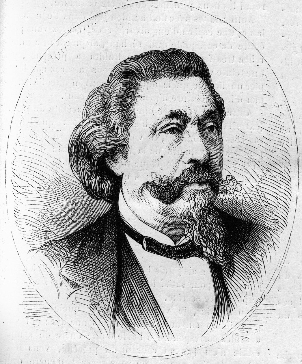 Georges Hainl (1807-1873) francia karmester és csellóművész portréja. Metszet a „” Le Monde Illustré”” 844. számában, 1873. június 13. alkotó: French School