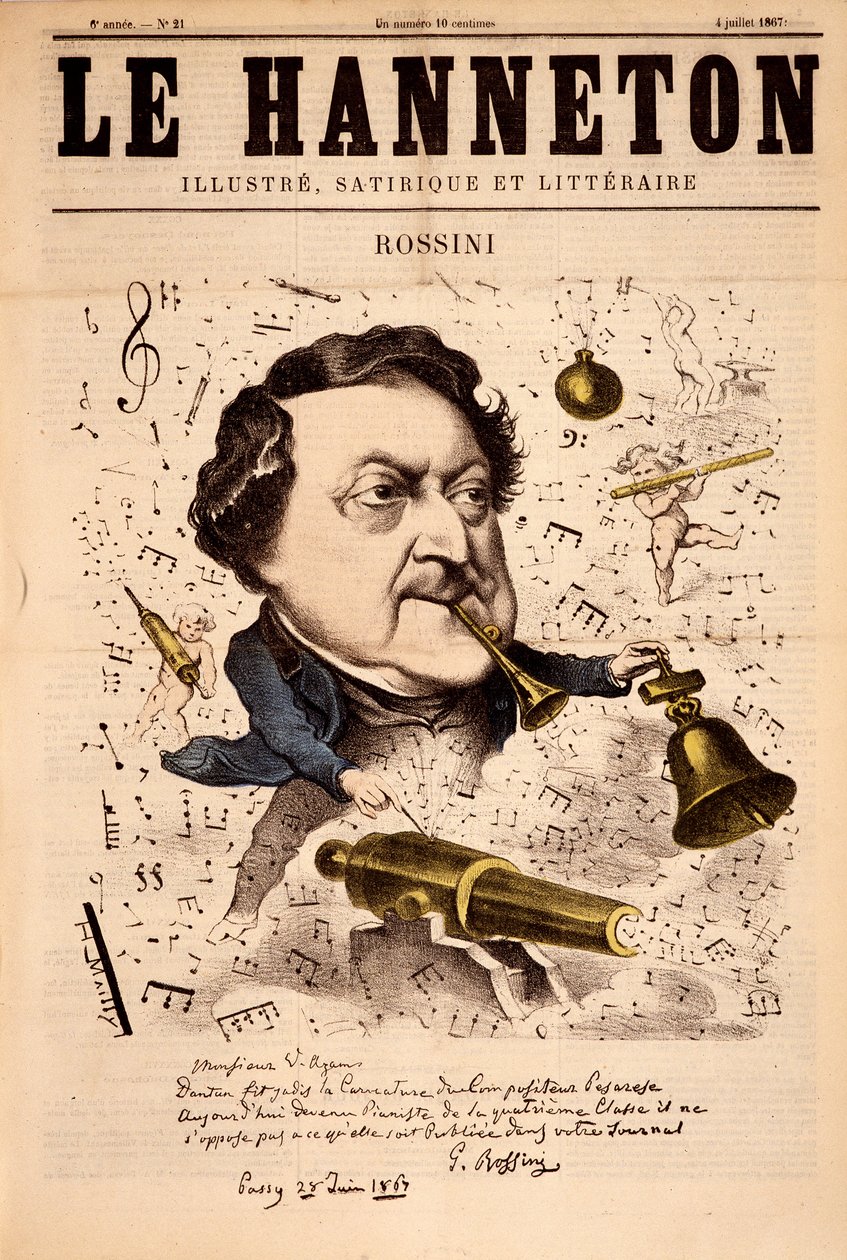 Gioacchino Rossini (1792-1868) portréja – az 1867.07.04-i "" Le Hanneton "-ban alkotó: French School