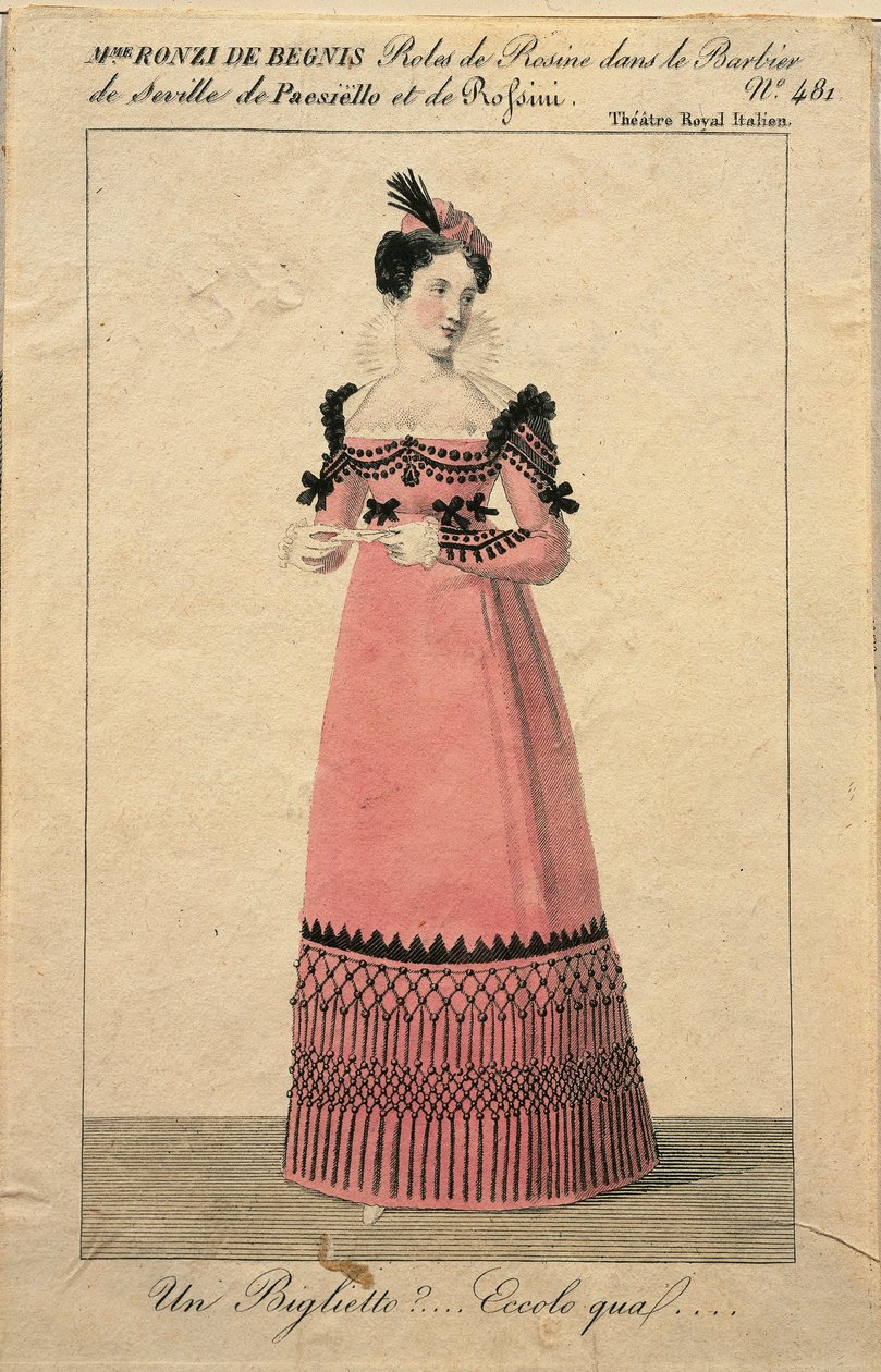 Giuseppina Ronzi de Begnis portréja Rosina szerepében Gioachino Rossini „A sevillai borbély” című filmjében; alkotó: French School