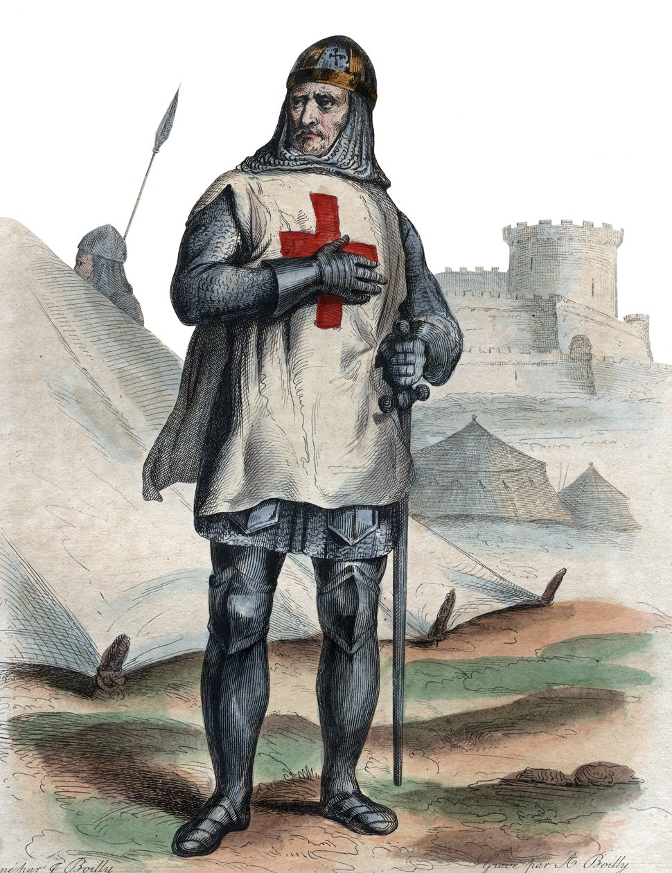 Godfrey of Bouillon (104061-1100), frank lovag, az első keresztes hadjárat egyik vezetőjének portréja. alkotó: French School