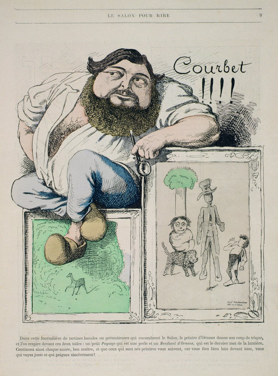 Gustave Courbet (1819-77) portréja, illusztrációja a Gill Revue kocsmából. 1868-ban Marchandeau alkotó: French School