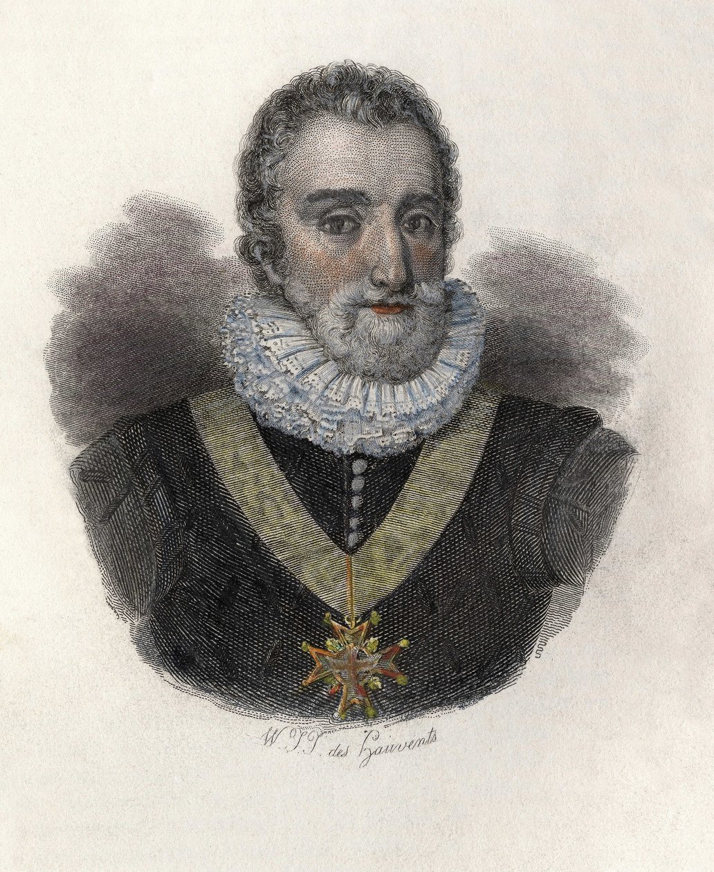 IV. Henrik (1553-1610), francia király (1589-1610) és navarra (1572-1610) portréja. A „” Hasznos férfiak portréiban”” alkotó: French School