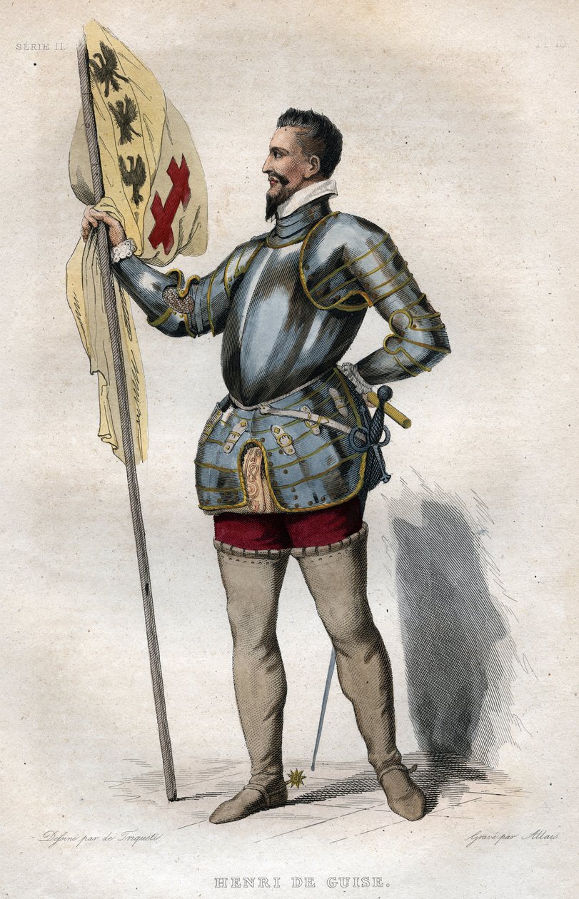 I. Henrik, Guise hercegének (1550-1588) „a sebhelyes” portréja, illusztrációja Edmond Mennechet „Le Plutarque Français” című könyvéből alkotó: French School