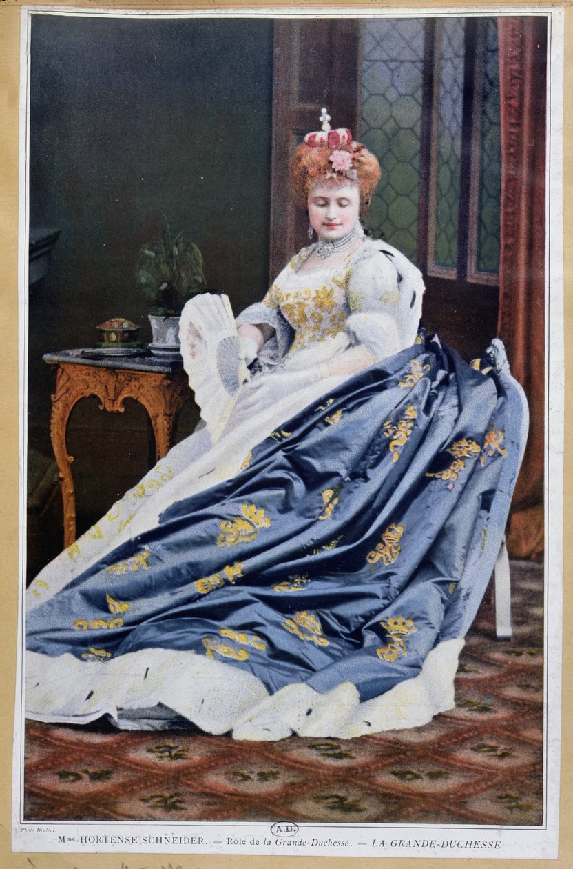 Hortense Schneider (1833-1920) portréja a nagyhercegnő szerepében a La Grande Duchesse de Gerolsteinben, Jacques Offenbach (1819-90) c.1867 alkotó: French School