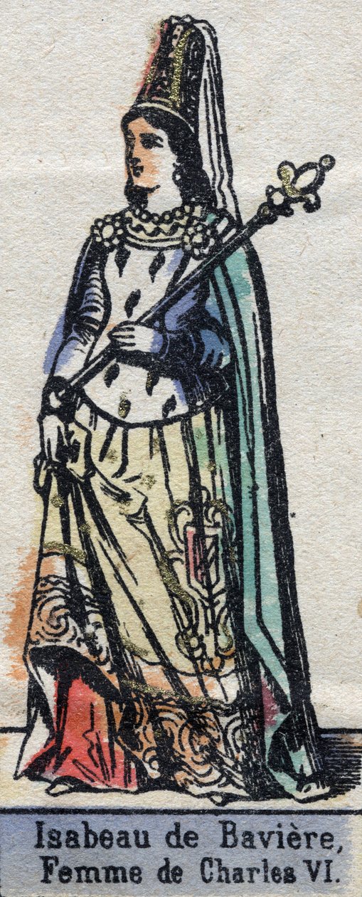 Isabeau (Isabelle, Elisabeth) de Baviere (1371-1435), a francia VI. Károly feleségének portréja. (Kapetiai dinasztia). 19. század végi illusztráció. alkotó: French School