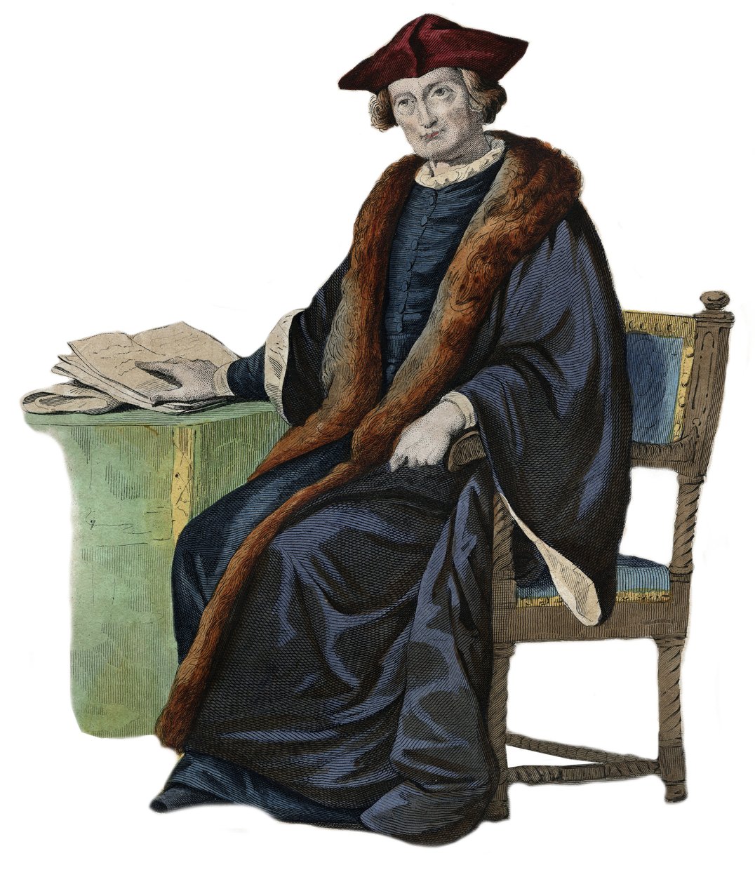 Jacques Auguste (Jacques-Auguste) portréja: Thou (Thuanus) (1553-1617), francia történész, könyvgyűjtő és a párizsi parlament elnöke. Illusztráció Edmond Mennechet „A francia Plutarkhosz” című könyvéből alkotó: French School