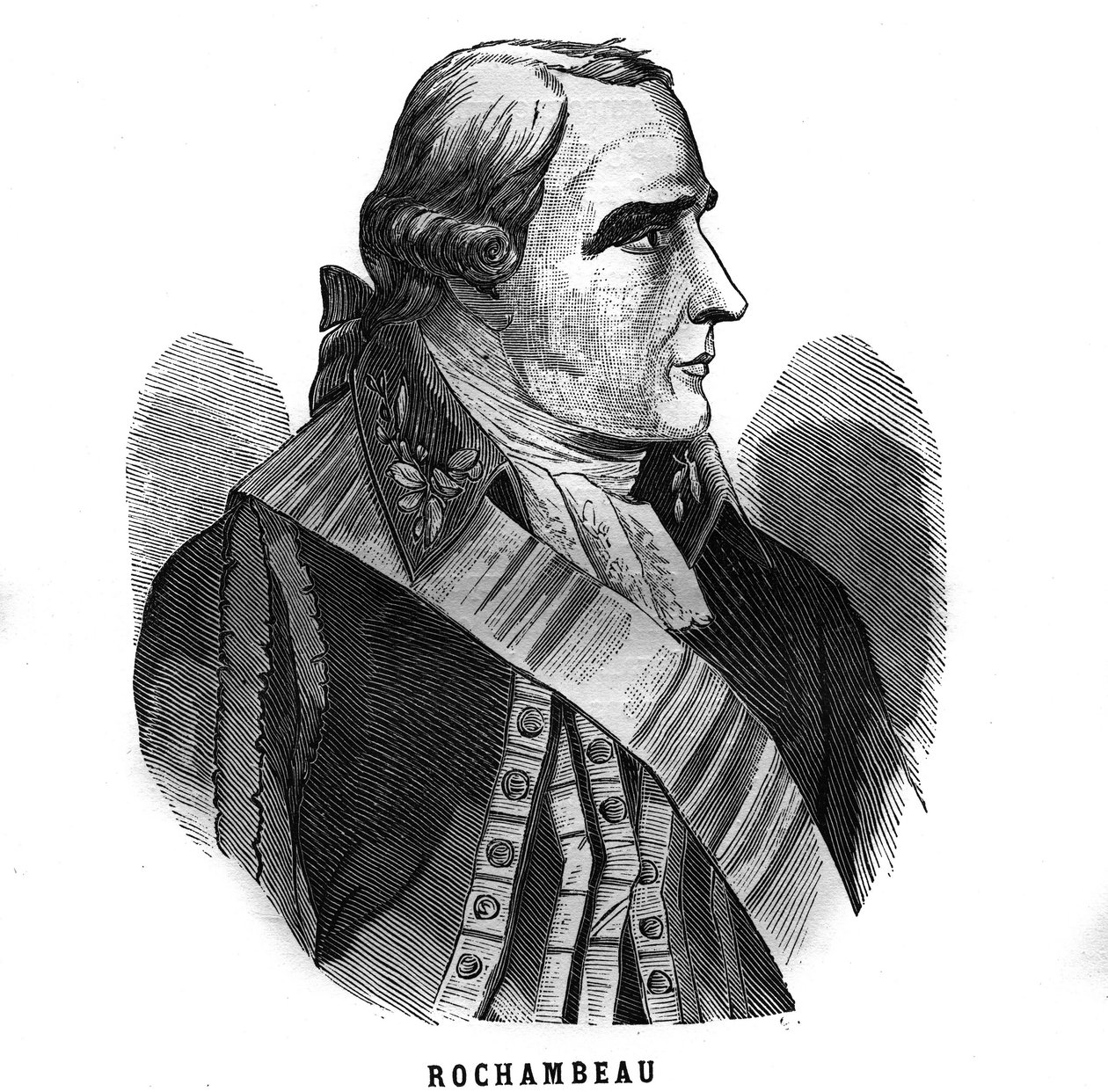 Jean Baptiste Donatien de Vimeur, Rochambeau grófjának (1725-1807), Franciaország marsalljának portréja. Metszet a „Les Illustrations De L