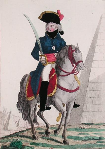 Jean Baptiste Kleber (1753-1800) portréja a piramisoknál, 18. század vége (színes metszet) alkotó: French School