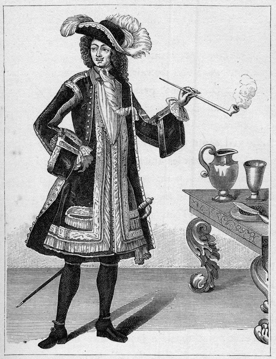 Jean Bart (1651-1702) francia magánember portréja. Metszet a „A haditengerészet és a gyarmatok: kereskedelem” c. alkotó: French School