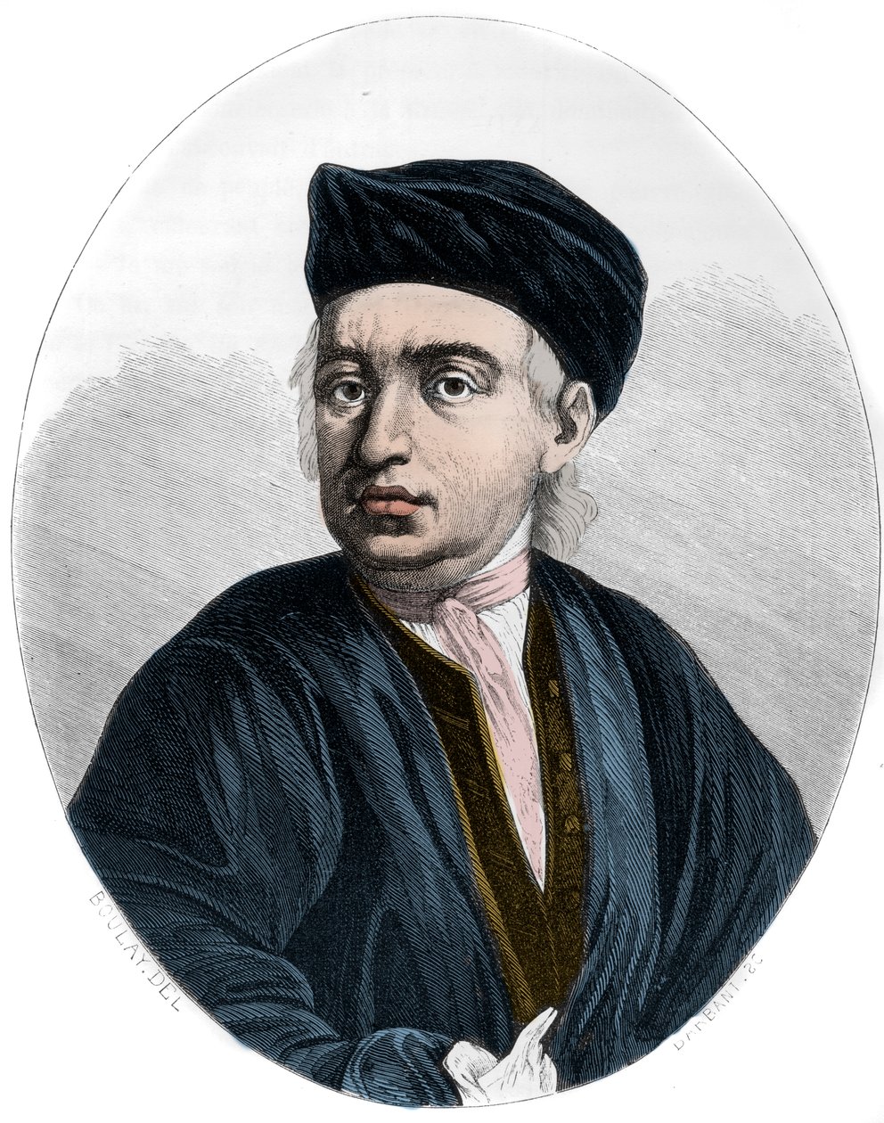 Jean Calas portréja, a Le Livre Rouge illusztrációja, Dupray de la Maherie alkotó: French School