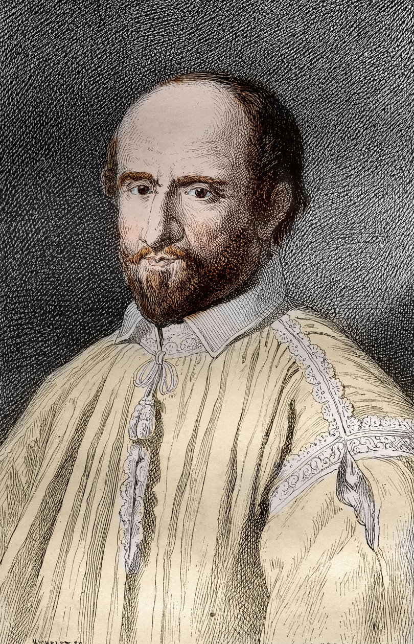 Jean Duvergier de Hauranne (1581-1643), Saint-Cyran apátja, francia vallásos és teológus janzenista portréja (Jean du Vergier de Hauranne, Saint Cyran apátja (1581-1643) francia szerzetes, aki bevezette a janzenizmust Franciaországba) Metszet a „ Les myste alkotó: French School