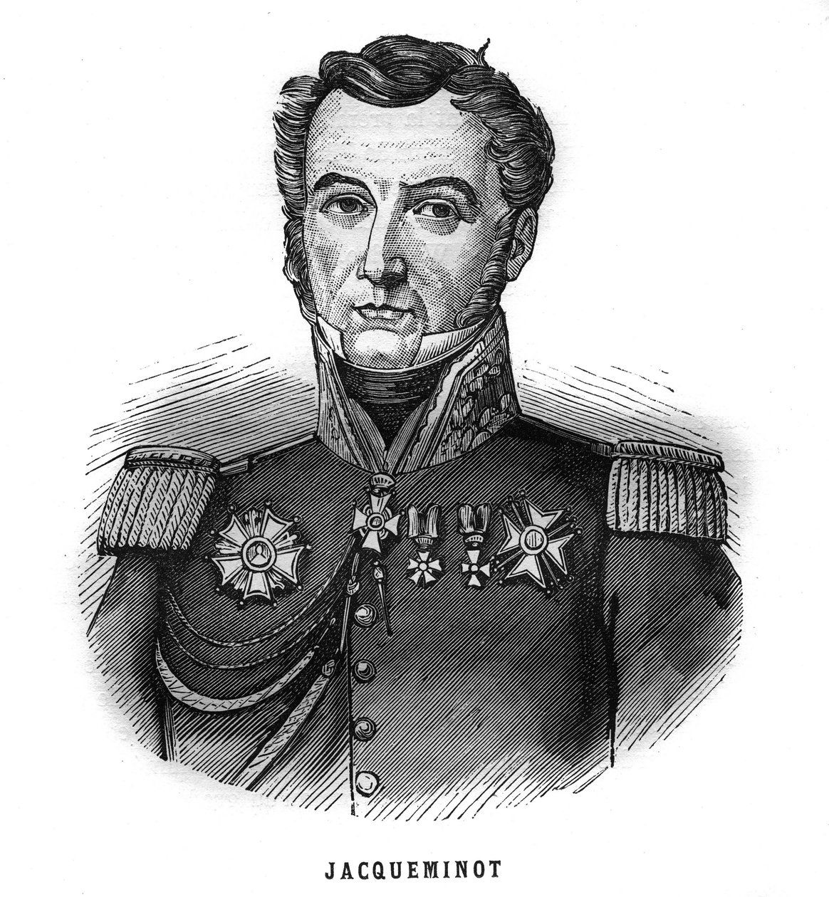 Jean Francois Jacqueminot, Ham vikomtja (1787-1865), francia tábornok és politikus portréja. Metszet a „Les Illustrations De L