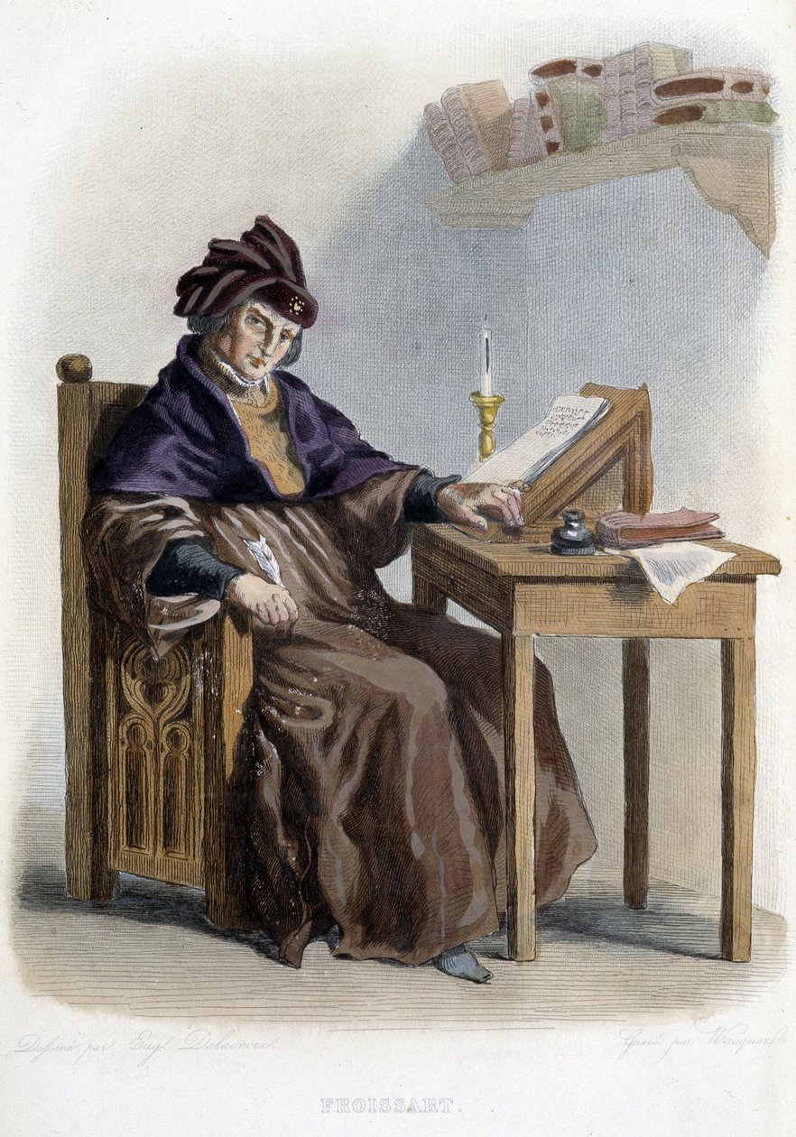 Jean Froissart (1337-1404) portréja „A francia Plutarkhosz”-ban, Mennechet kiadás alkotó: French School