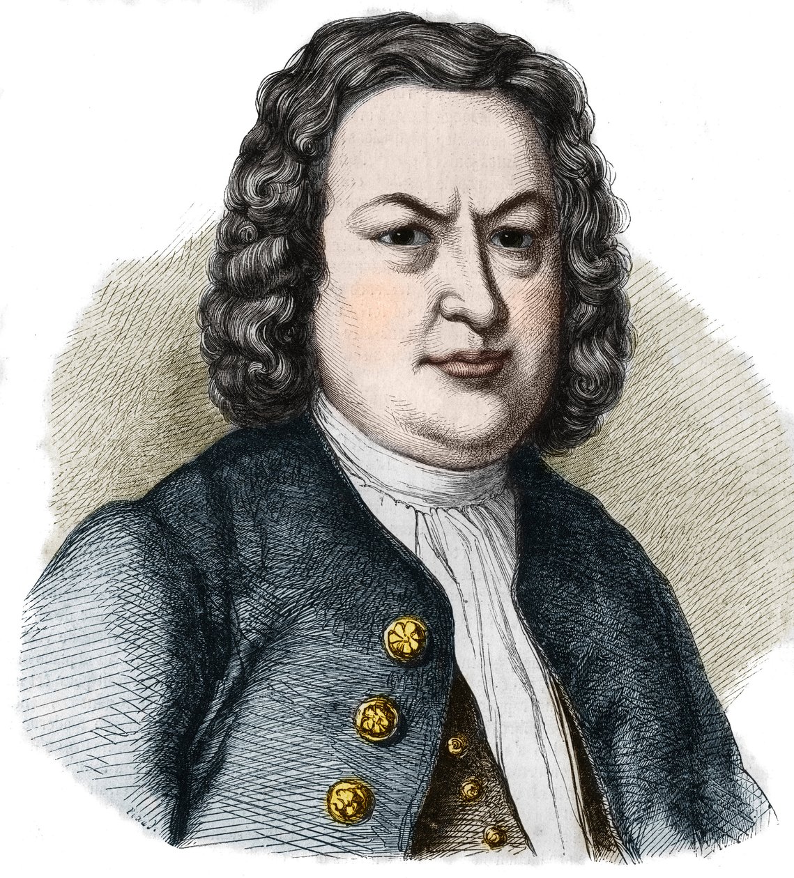 Jean Sebastian (Johann Sebastian) Bach (1685-1750) német zeneszerző portréja. Metszet 1858-ból. alkotó: French School