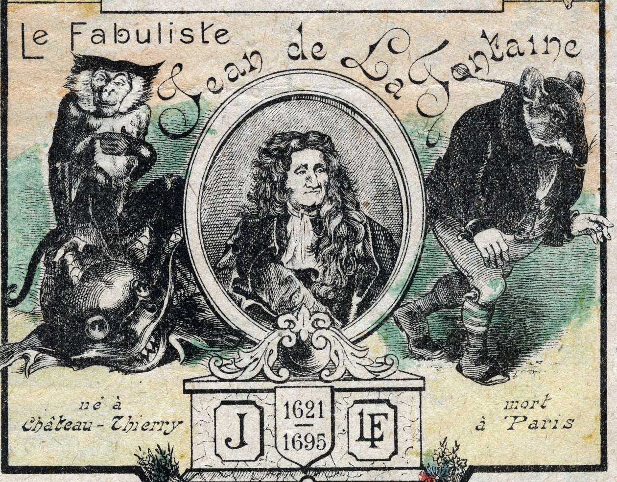 Jean de La Fontaine (1621-95) portréja. Epinal képalkotása a 19. század végéről. alkotó: French School