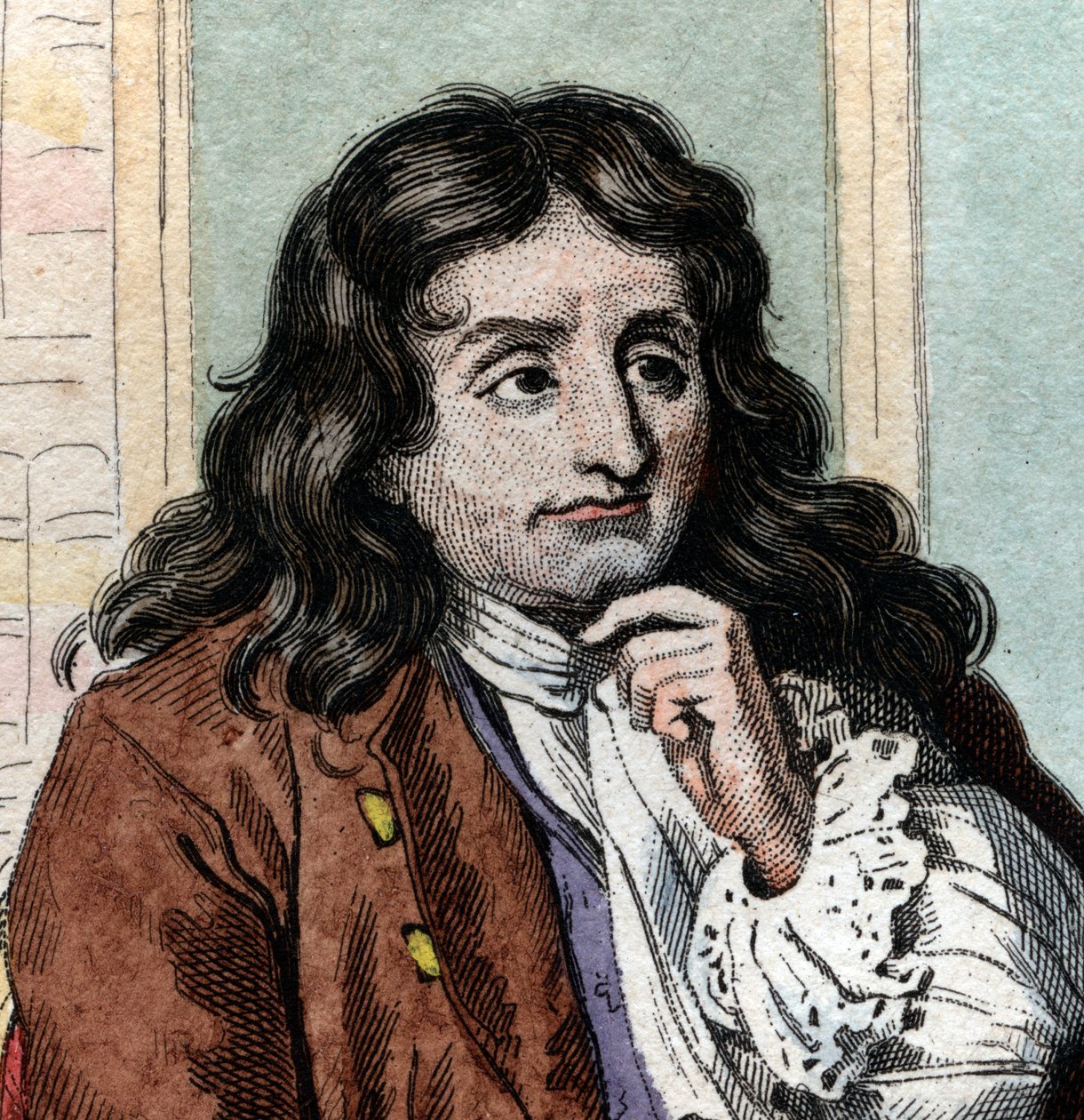 Jean de La Fontaine (Lafontaine) (1621-1695) francia meseíró és költő portréja. alkotó: French School