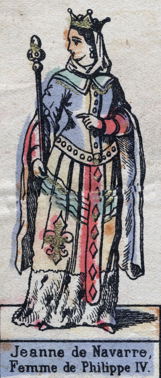 A navarrai Jeanne Iere (1273-1304), IV. Fülöp francia feleségének portréja. (Kapetiai dinasztia). 19. század végi illusztráció. alkotó: French School