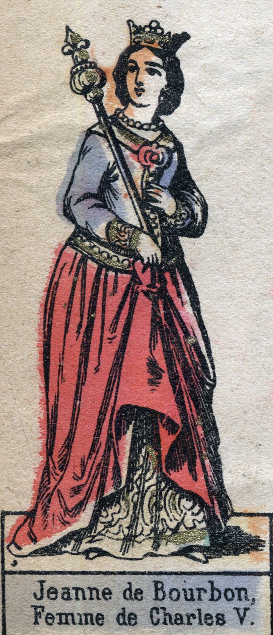 Jeanne de Bourbon (1337-1378), a francia V. Károly feleségének portréja. (Kapetiai dinasztia). 19. század végi illusztráció. alkotó: French School