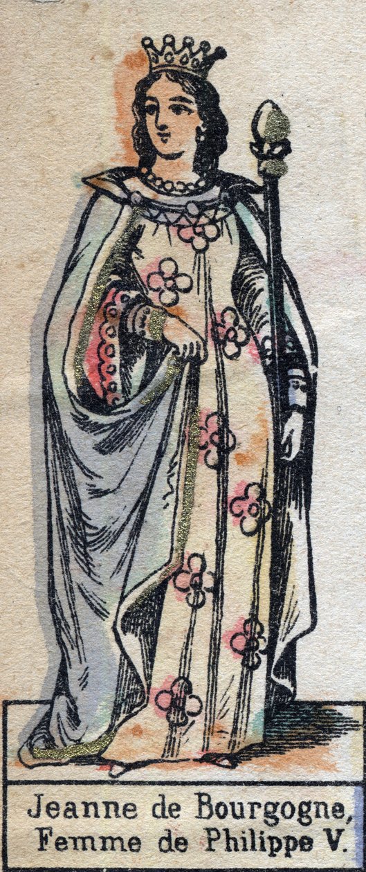 Burgundi Joannáról (kb. 1291-1330), a francia V. Fülöp feleségéről készült portré. (Kapétiai dinasztia). 19. század végi illusztráció. alkotó: French School
