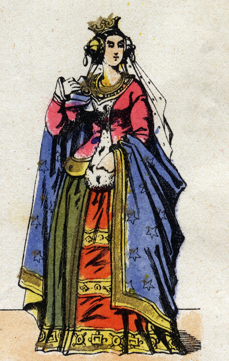 Burgundi Joannáról (kb. 1291-1330), a francia V. Fülöp feleségéről készült portré. (Kapetiai dinasztia). alkotó: French School