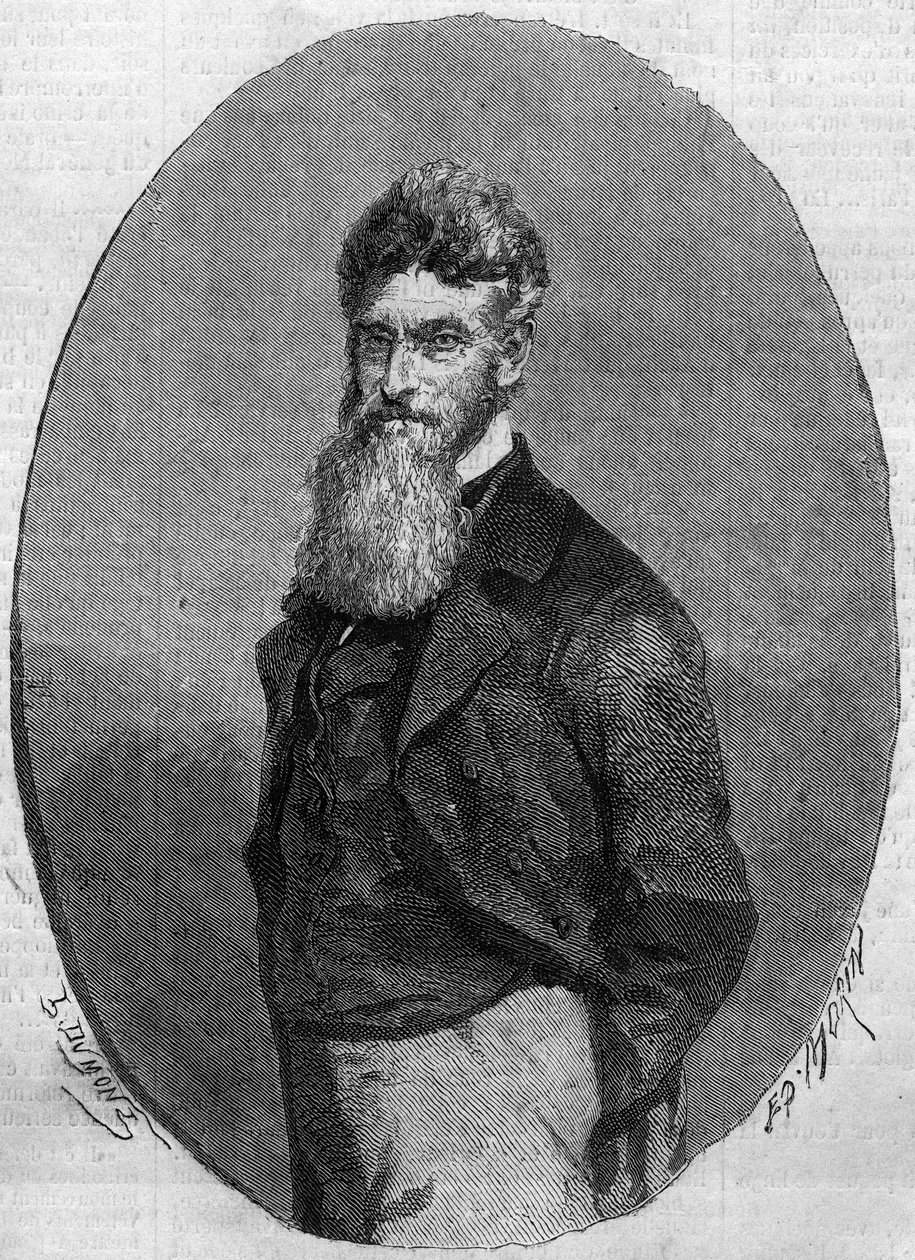 John Brown (1800-1859), a rabszolgaság elleni amerikai aktivista portréja. Metszet a „” Le Monde Illustré”” 140. számában, 1859. december 17. alkotó: French School
