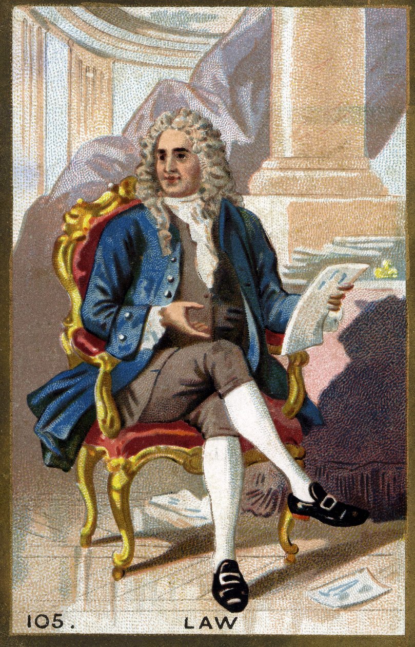John Law (1671-1729) portréja. A 19. század végének kromolitográfiája. alkotó: French School