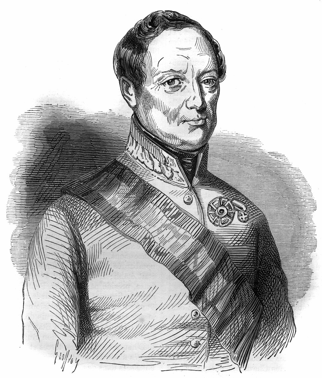 Joseph Wenzel Radetzky von Radetz (vagy Joseph Radetzky gróf (1766-1858) osztrák marsall) portréja, Maurice Lachatre „Pápák-királyok-királynők és császárok története az évszázadokon keresztül” című könyvébe. alkotó: French School
