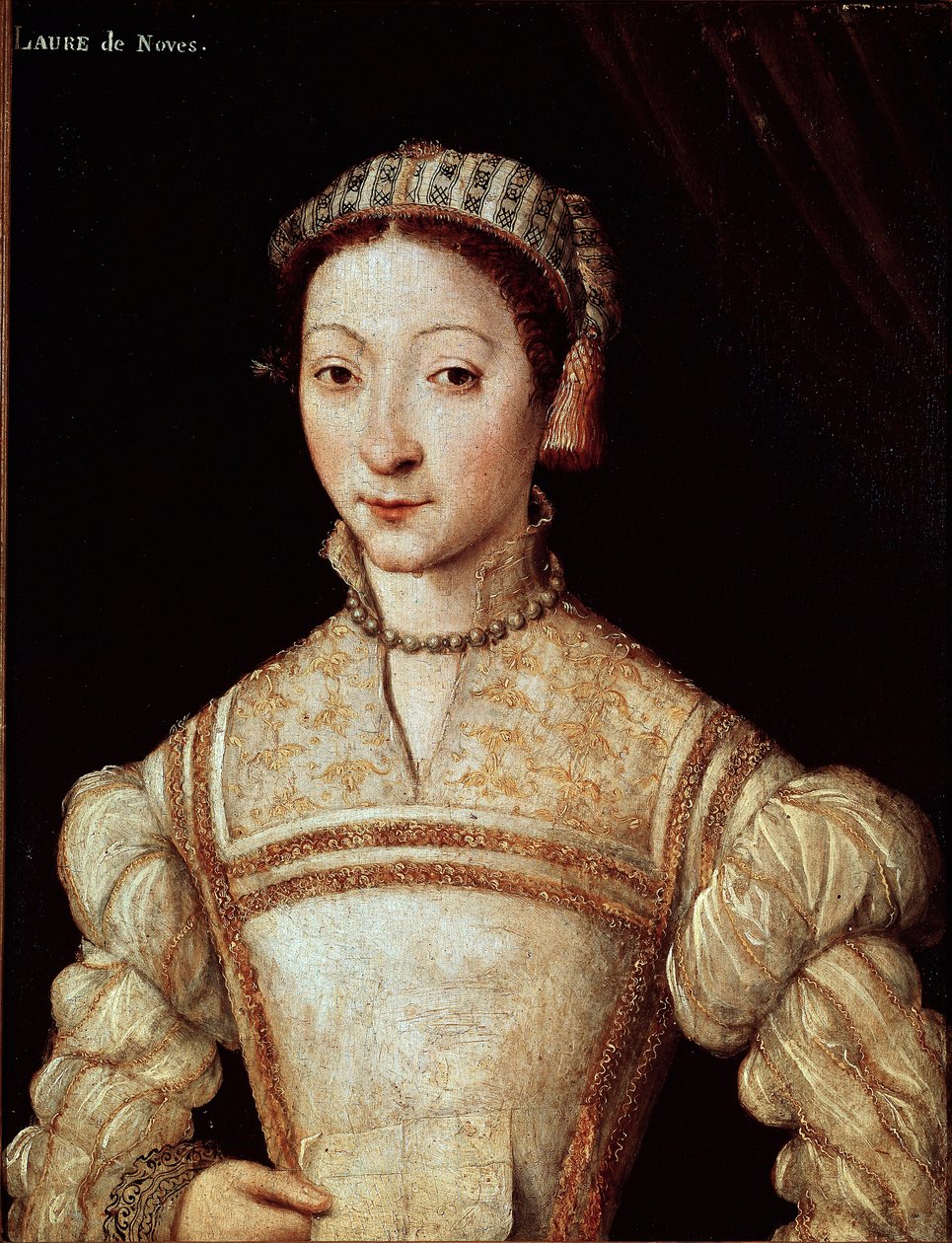 Laure (Laura) portréja, Noves (1308-1348), nő aimee de Petrarque (Francesco Petrarca) Festménye a 16. századi francia iskoláról Sun. 21 x 28 cm Chantilly, Conde múzeum – Laura de Noves (1308-1348), Francesco Petrarcas szeretett nő portréja alkotó: French School