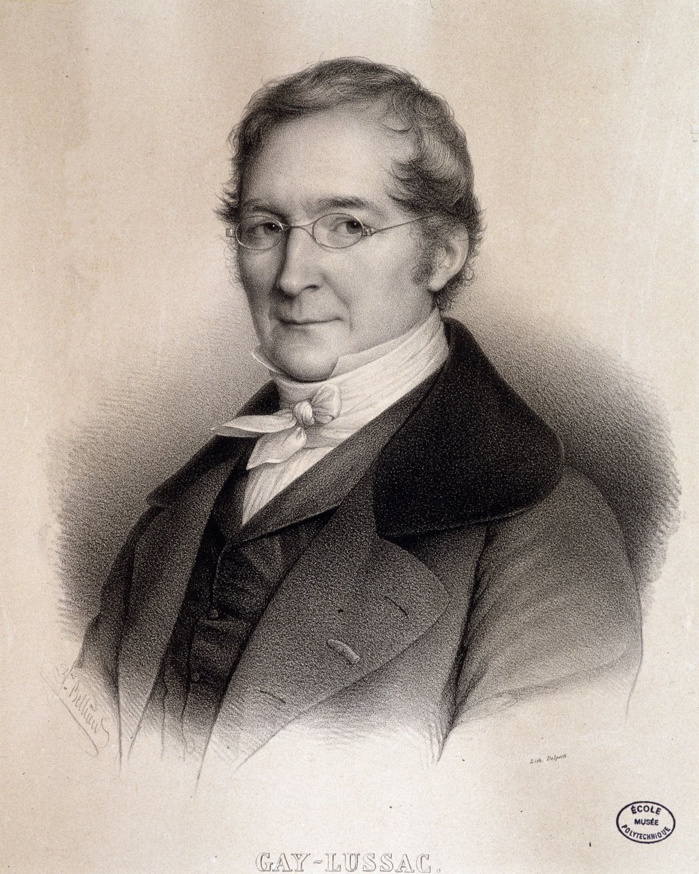 Louis-Joseph Gay-Lussac (Louis Joseph Gay Lussac) (1778 - 1850) francia kémikus és fizikus portréja. Metszet a 19. századból. Az Ecole Polytechnique könyvtára, Párizs. alkotó: French School