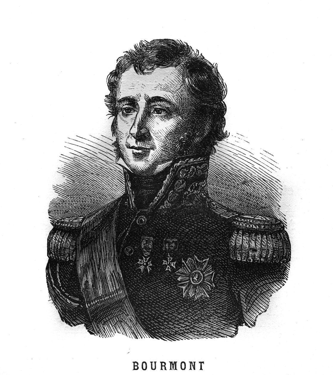 Louis Auguste Victor de Ghaisne de Bourmont (1773-1846), francia marsall portréja. Metszet a „Les Illustrations De L