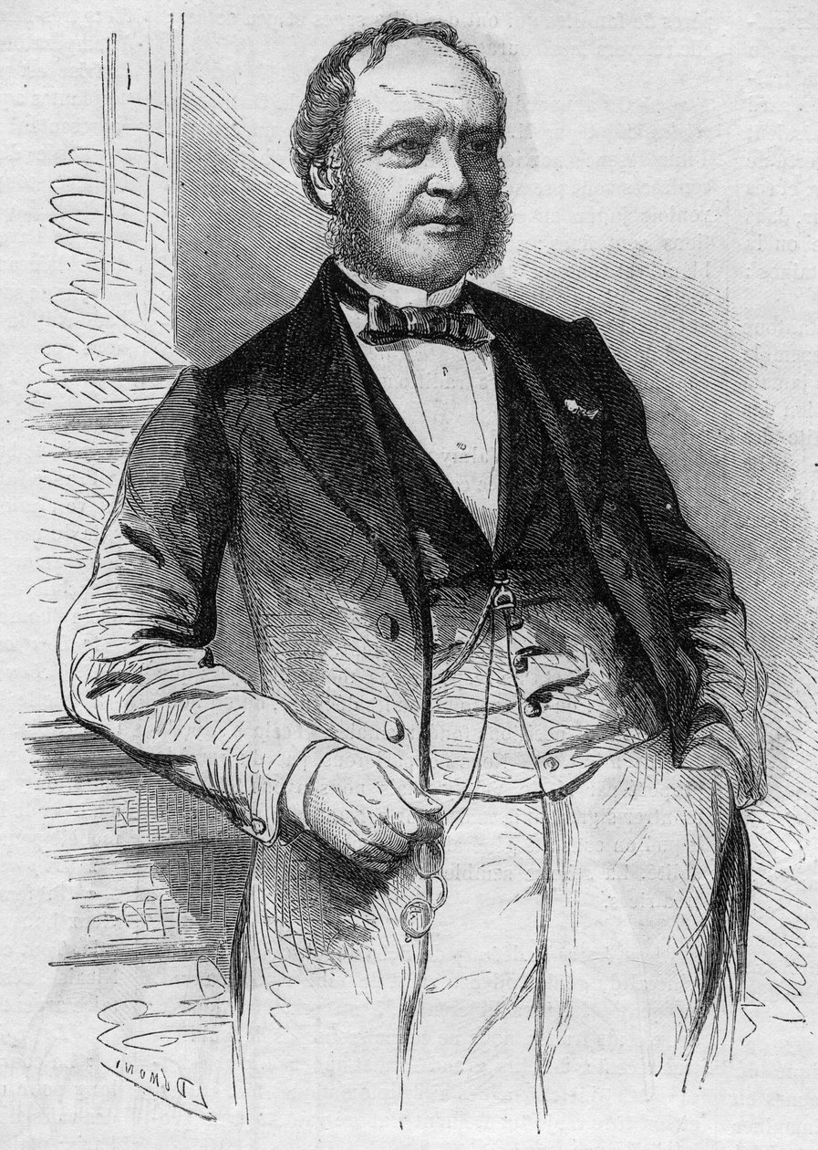 Louis Christophe Francois Hachette (1800-1864) francia szerkesztő portréja. Metszet a „” Le Monde Illustré”” 383. számában, 1864. augusztus 13. alkotó: French School
