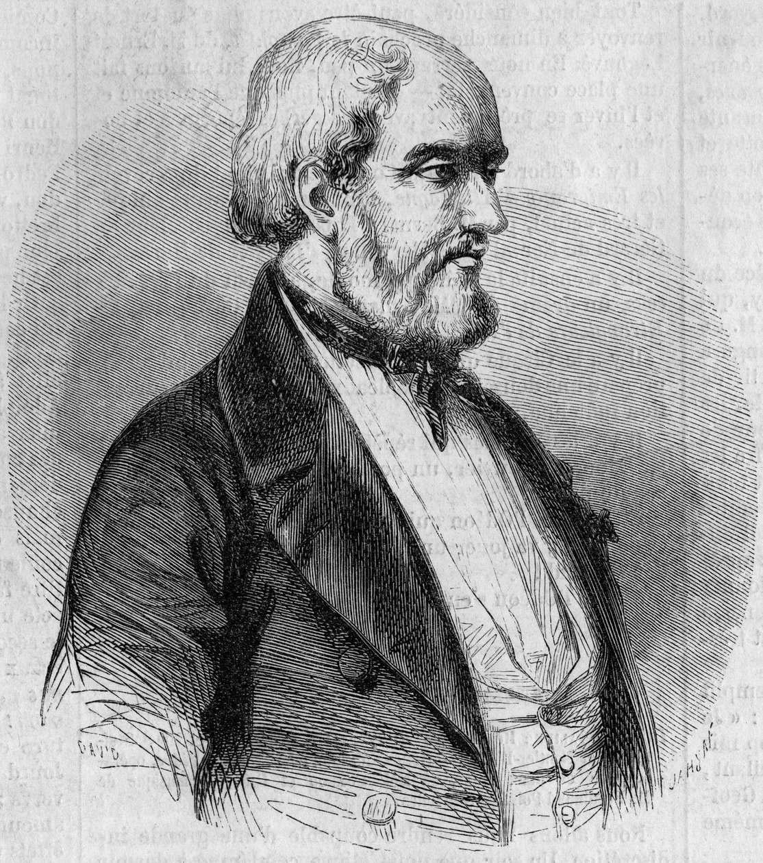 Louis Garneray (1783-1857) francia tengerész, festő és tengertörténész portréja. Metszet a „” Le Monde Illustré”” 26. számában, október 10 alkotó: French School