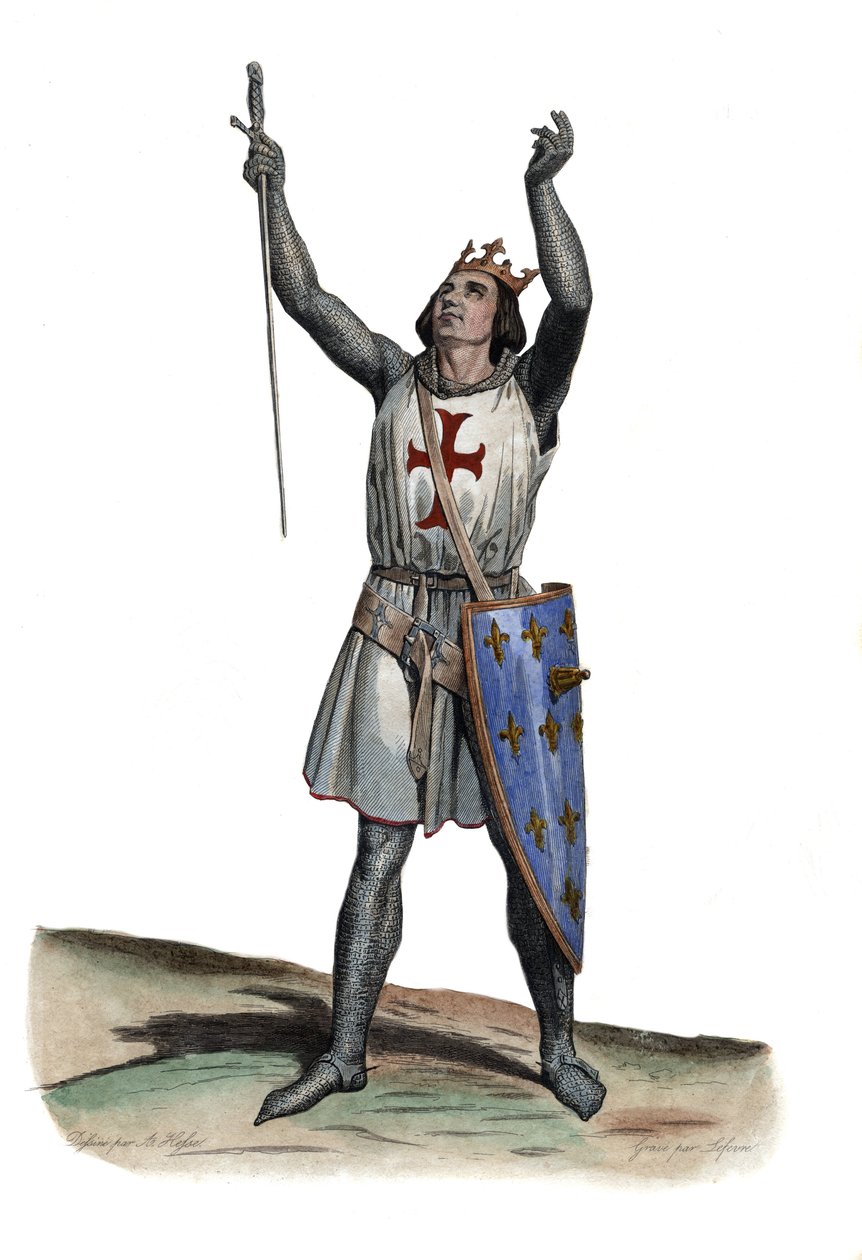 IX. Lajos francia (Szent Lajos) (1214-1270), francia király portréja. Illusztráció Edmond Mennechet „A francia Plutarkhosz” című könyvéből alkotó: French School