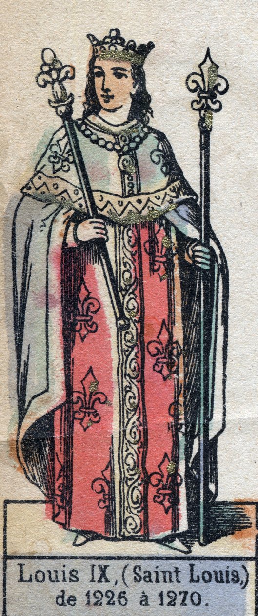 IX. Lajos francia, Szent Lajos (1214-1270) néven ismert portréja (a Kapetusok dinasztiája). 19. század végi illusztráció. alkotó: French School