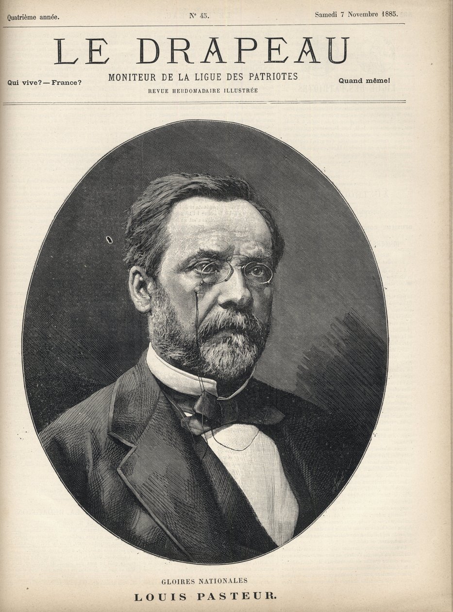 Louis Pasteur (1822-1895) portréja – „A zászló – A Hazafiak Ligájának megfigyelője” borítója – november 7. alkotó: French School