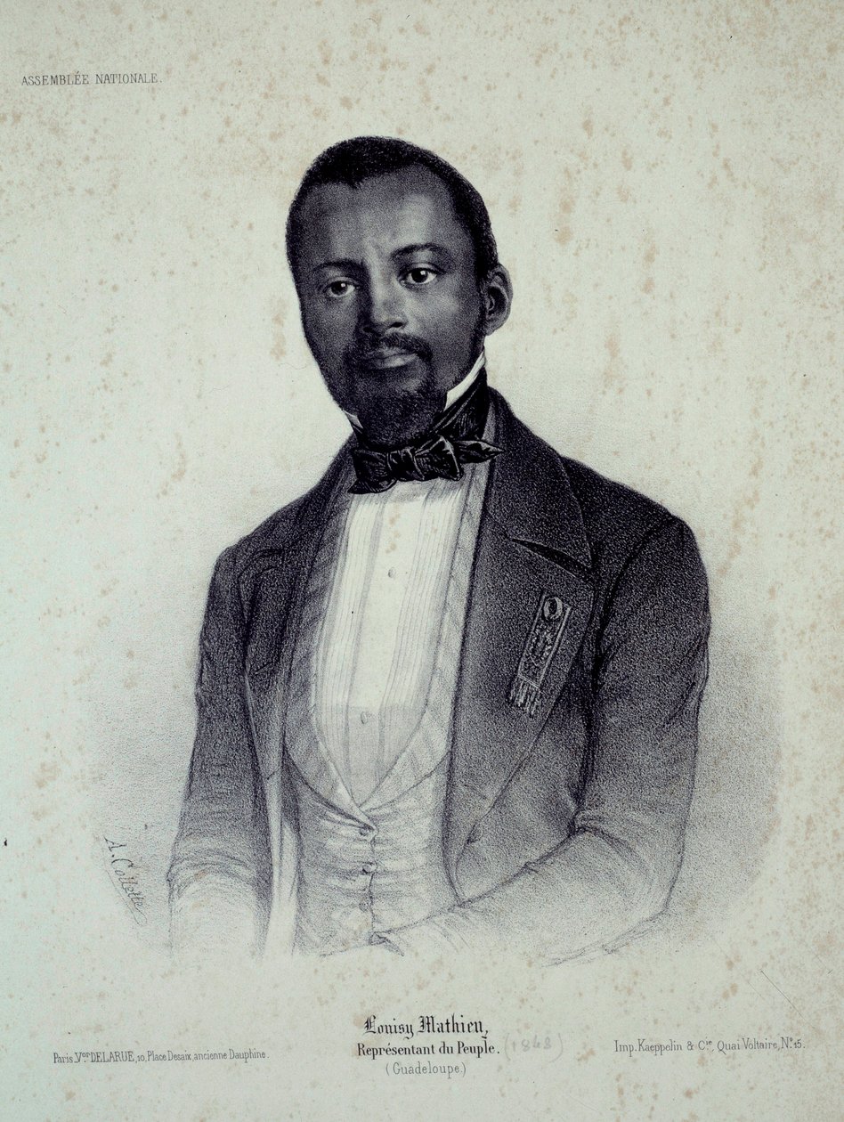 Louisy Mathieu (1817-1874), egykori rabszolga és Guadeloupe helyettesének portréja, a 19. századi Chartres metszete, Musee des Beaux Arts alkotó: French School