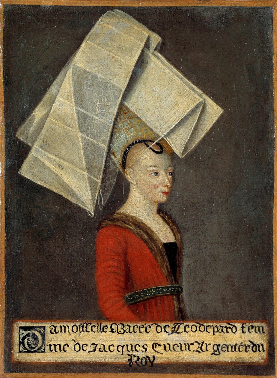 Macee de Leodepard (Leodepart) portréja, Jacques Coeur francia kereskedő felesége (1395-1456) A francia iskola festménye. 15. század. Bourges, Musee du Berry – Macee Leodepard (Leodepart), Jacques Coeur francia kereskedő (1395-145) feleségének portréja alkotó: French School