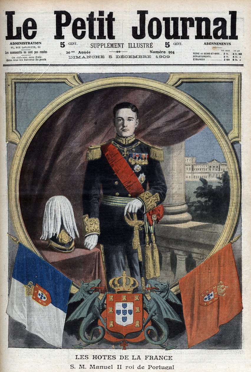 Manuel portugál király (1889-1932) portréja párizsi látogatása során – „Le Petit Journal”, december 5. alkotó: French School