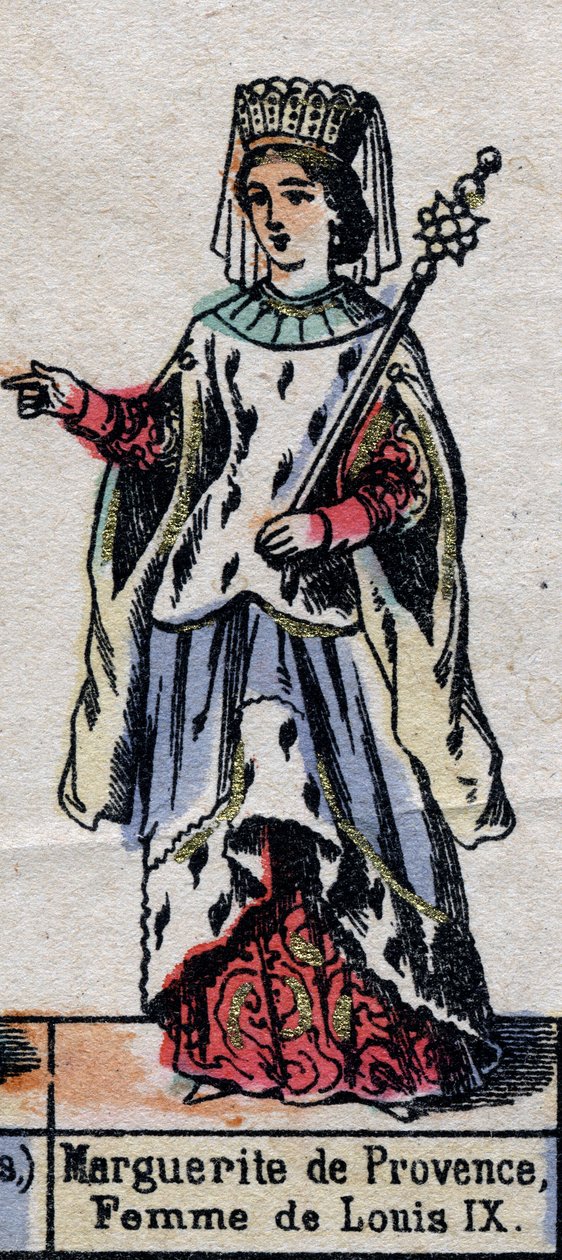 Marguerite de Provence (1221-1295), IX. Lajos francia feleség portréja. (Kapétiai dinasztia). 19. század végi illusztráció. alkotó: French School