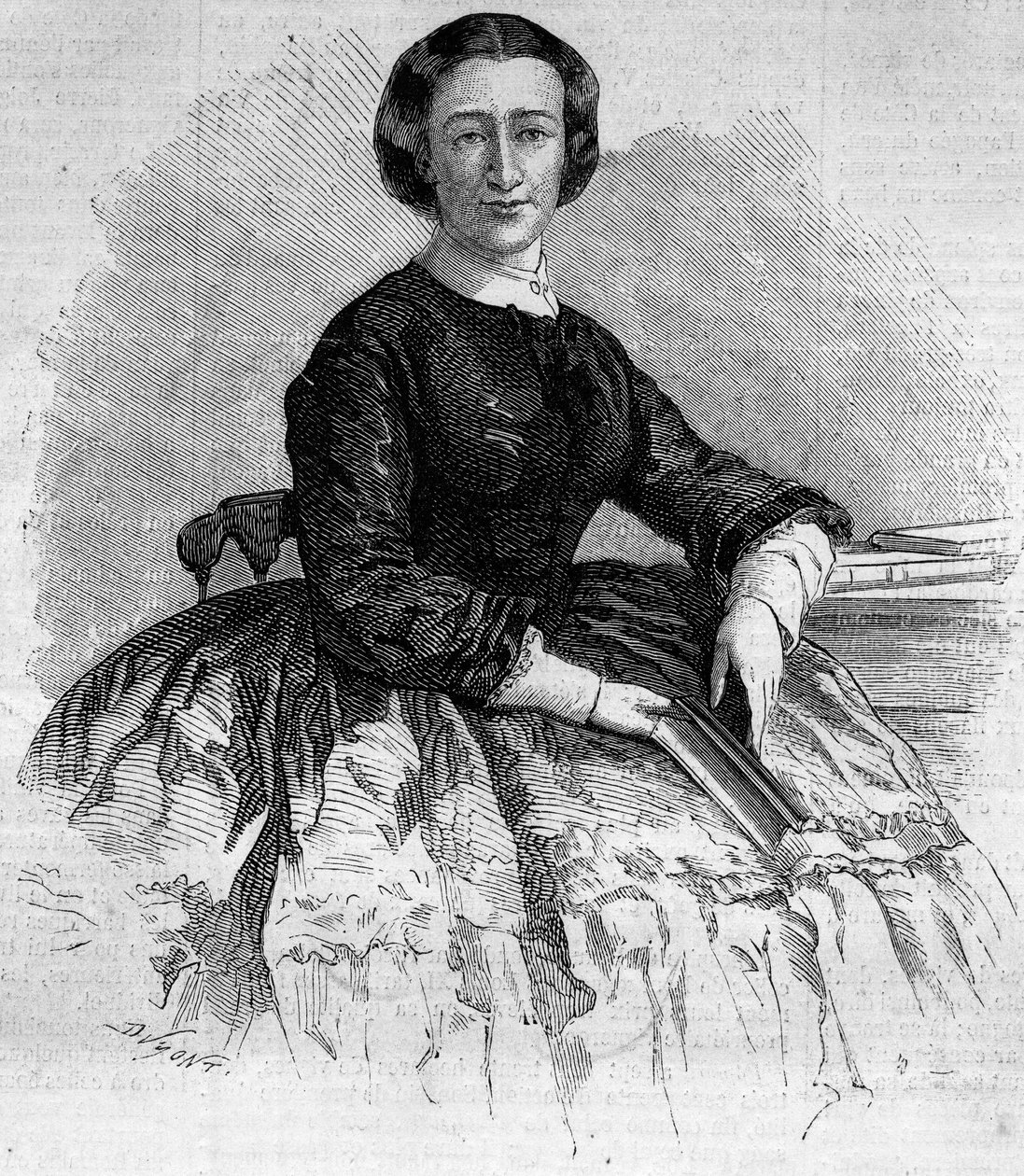 Maria Francisca de Sales (1825-1860), Alba hercegnőjének és Eugenie de Montijo francia impresszum húgának portréja. Metszet a „” Le Monde Illustré”” 180. számában, 1860. szeptember 22. alkotó: French School