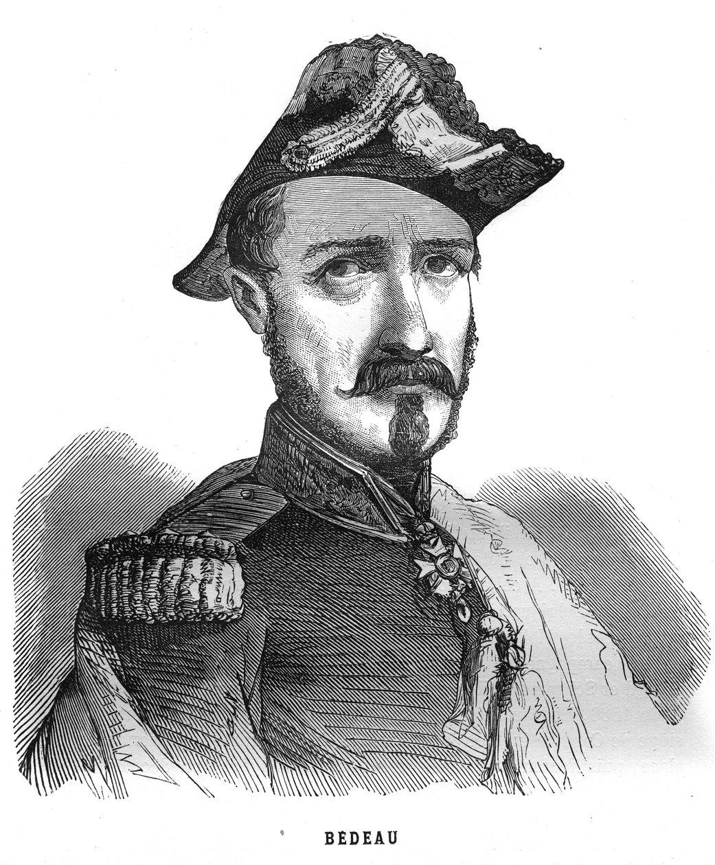 Marie Alphonse Bedeau francia tábornok (1804-1863) portréja. Metszet a „Les Illustrations De L
