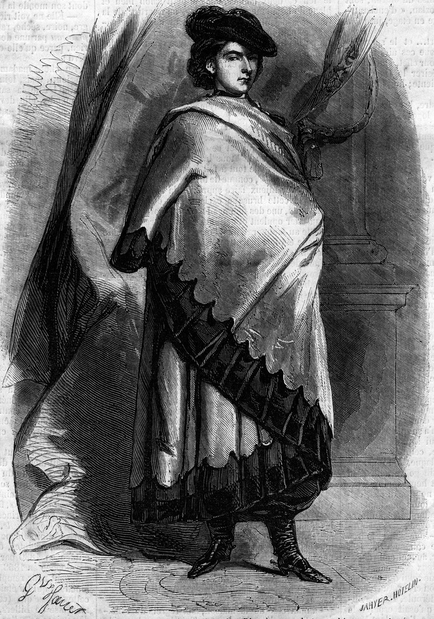 Marie Sophie Amelie (1841-1925), Baviere hercegnőjének és a két Szicília királynőjének, II. Francois feleségének portréja calabriai jelmezben. Metszet a „” Le Monde Illustré”” 194. számában, 1860. december 29. alkotó: French School