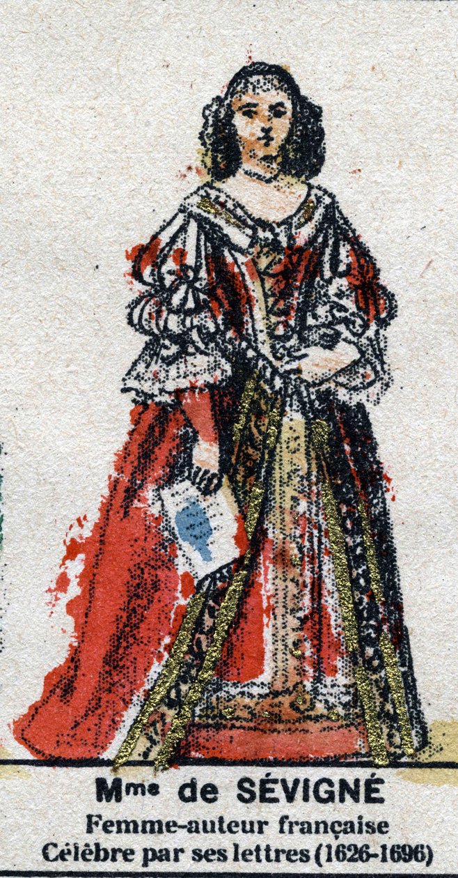 Marie de Rabutin-Chantal (Rabutin Chantal), a Madame de Sevigne-ként ismert sevigne-i márkiné (1626-1696) portréja. A „” Galeriede Franciaország királyai és királynői és jeles karakterei 1643 és 1895 között” című filmben” Az epinal képe. alkotó: French School