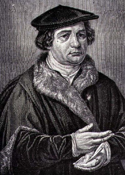 Luther Márton (1483-1546) német vallási reformátor portréja (metszet) alkotó: French School