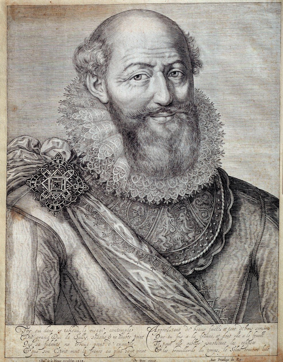 Maximilian of Bethune, Sully hercegének portréja (1560-1641). Metszet a 17. századból. Pau, Musee Du Chateau alkotó: French School