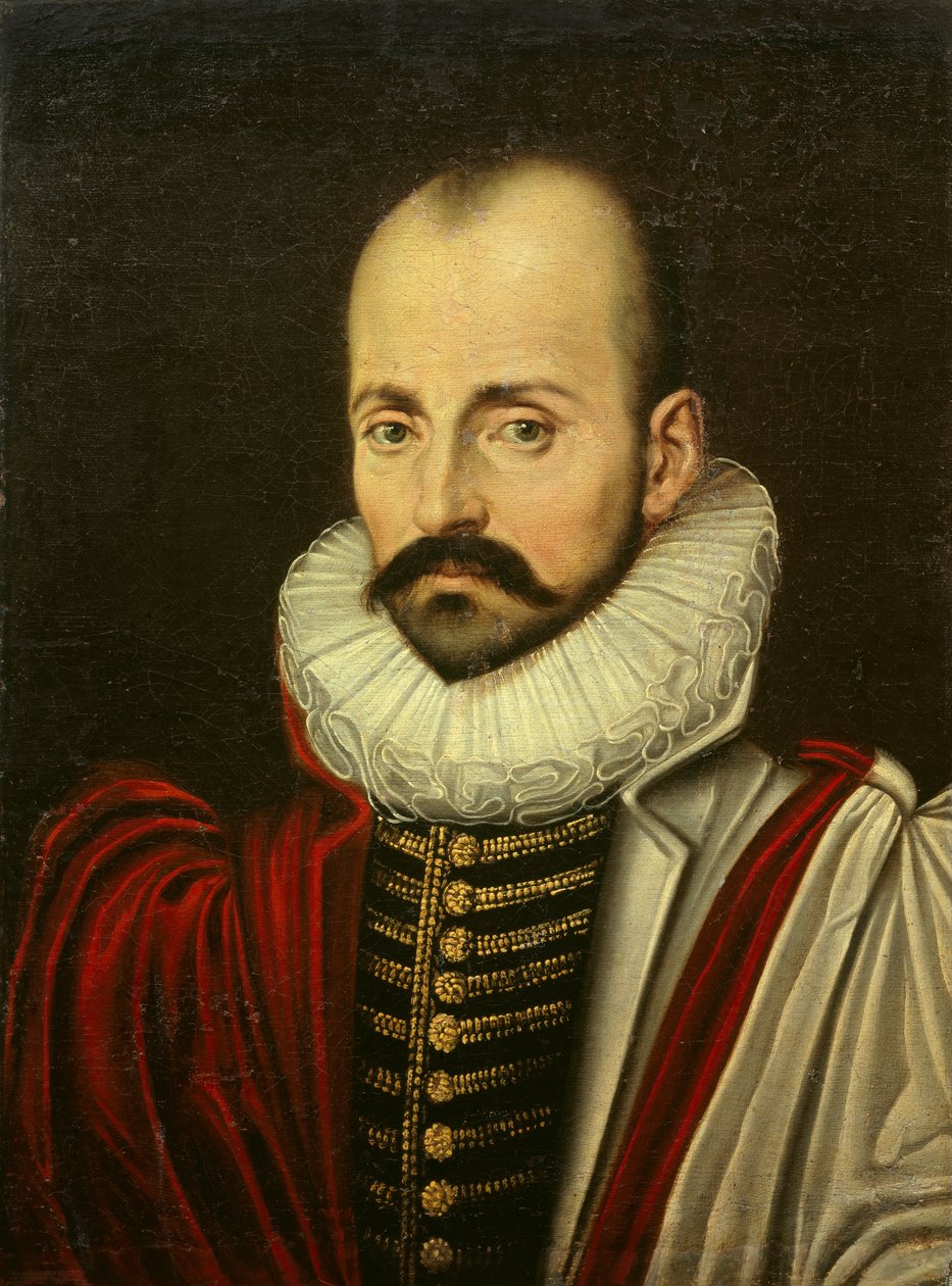 Michel Eyquem de Montaigne (1533-1592) francia humanista filozófus portréja. A 17. század első negyedének francia iskola festménye. Mérete 0,70 x 0,52 m alkotó: French School